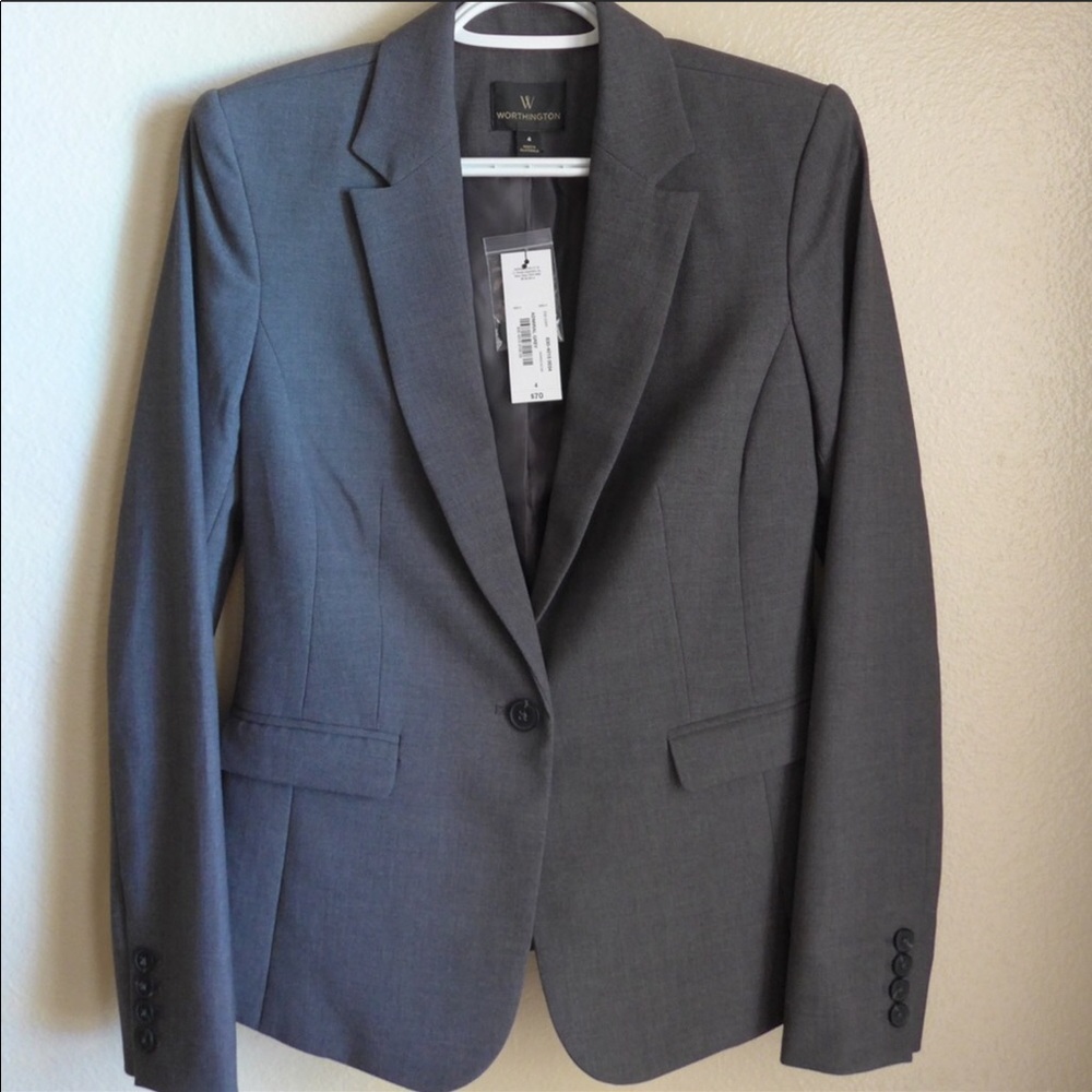Worthington formal suit jacket size 4 gray color
